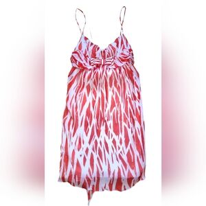 Diane von Furstenberg Silk Slip Dress Chiffon Spaghetti Red White Babydoll Sz 8